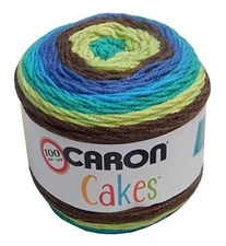 Caron Cakes Yarn Gelato Worsted Wool Self Striping Brown Blue Green