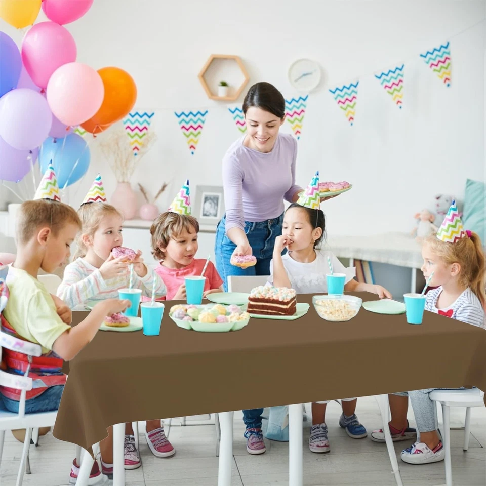 4 Brown Tablecloths, Brown Disposable Plastic Table Cloths, 4 Color Gradient ... - Image 4 of 4