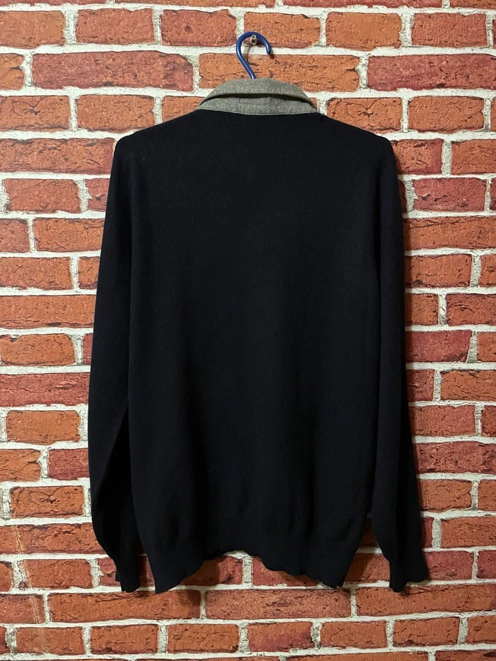 Brunello Cucinelli 100% CASHMERE Blue Navy Pullover Collared Sweater Size Large - Image 3 of 4