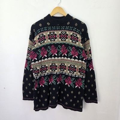 Classic Elements Vintage Pullover Gr. Small Blumen Rose Strick Oma Cottagecore