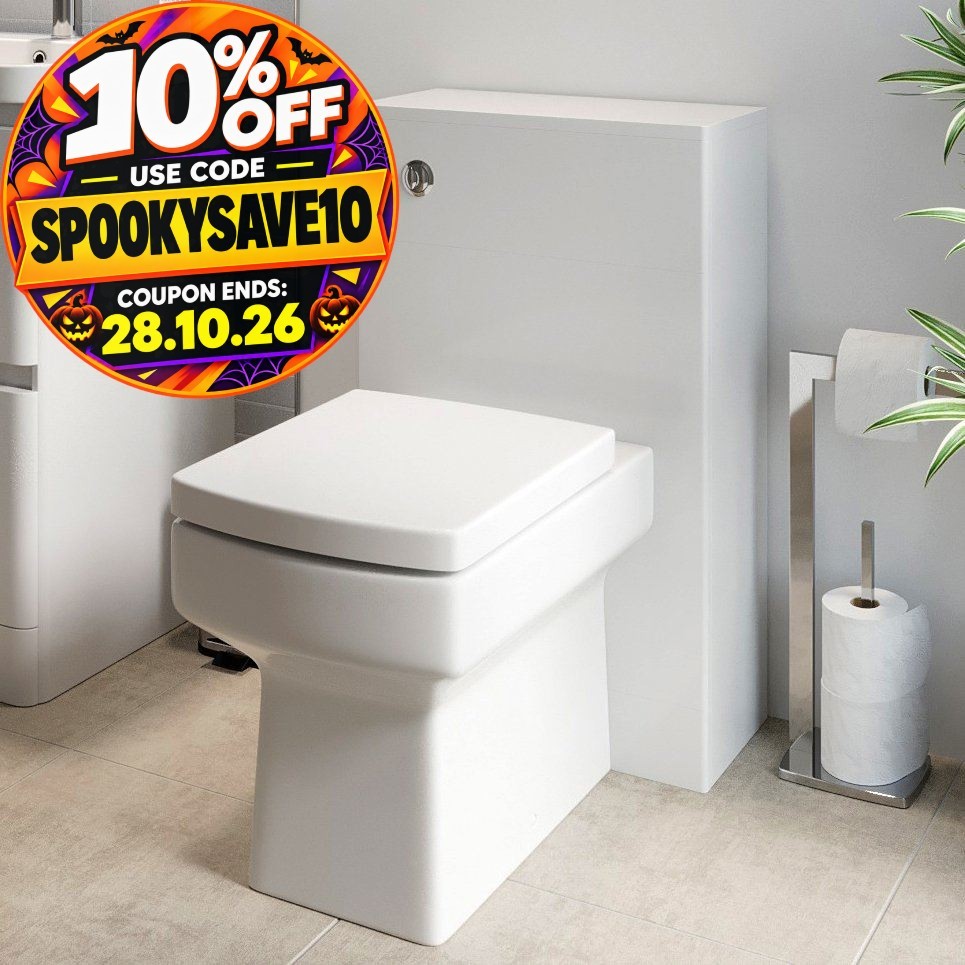 Modern Bathroom Toilet Unit Concealed Cistern Royan WC BTW Soft Close Seat White