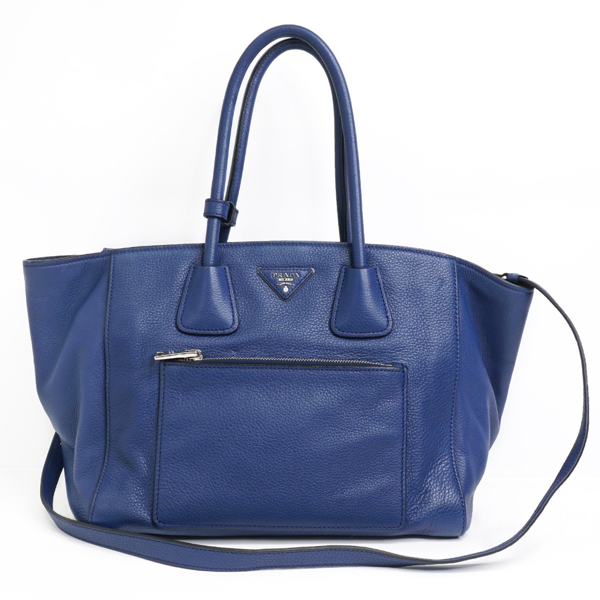 Prada Vittero Phoenix Leather Tote Bag with Dual Shoulder Strap-image