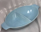 Vintage Aqua Blue Turquoise Bauer Pottery Divided Serving Dish RARE MCM
