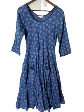 Trade Cloth Blue Boho Croquette Floral Ruffle Midi Dress Size M cottagecore