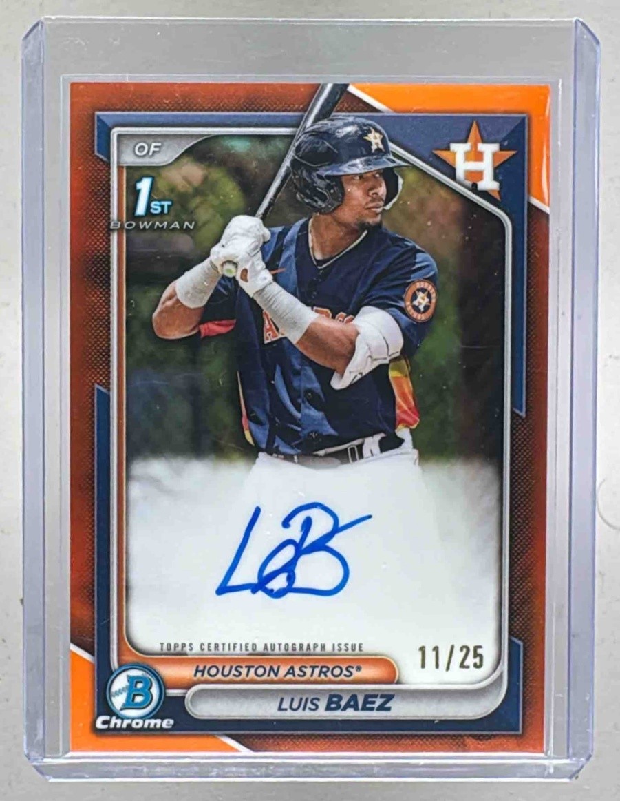 Luis Baez 2024 Bowman Chrome #CPA-LB Orange Refractor Auto 1st RC 11/25