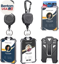 Badge Holder Retractable Clip Heavy Duty Carabiner Badge Reel Keychain with Lany