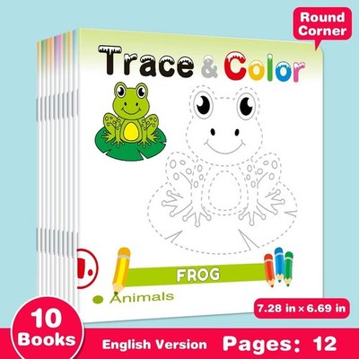1 Set Of 10 Children's Handwriting Tracking Simple Drawing Coloring Books Drawin