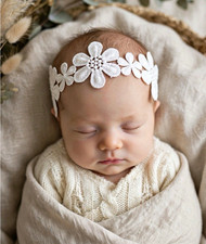 White Lace Floral Flower Headband Hair Accessory, One Size Unisex Baby