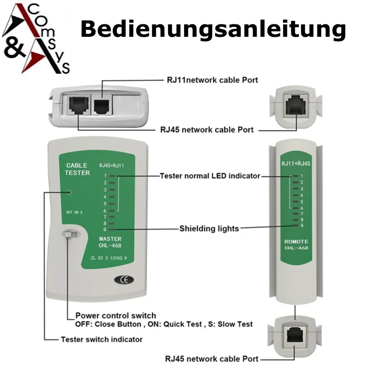 Netzwerktester RJ45 RJ-11 LAN CAT Kabel Prüfer Tester Netzwerk DSL Kabeltester - Bild 2 von 4