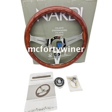 New Nardi Classic 360mm Mahogany Wood Steering Wheel With Silver Chrome Finish