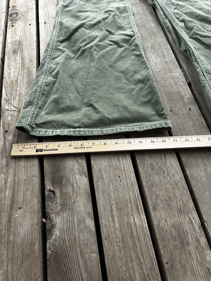 Pantalones de Pana Lee Cords Acampanados Cintura Alta Verde Años 90 Retro Talla 34 Foto 2 de 4
