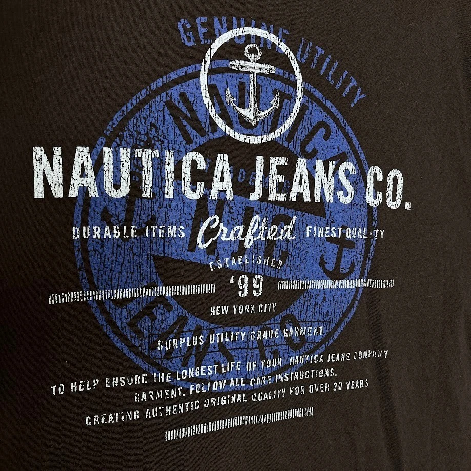 Nautica Jeans Co Men’s L Black Anchor Graphic T-Shirt 100% Cotton - Image 2 of 4