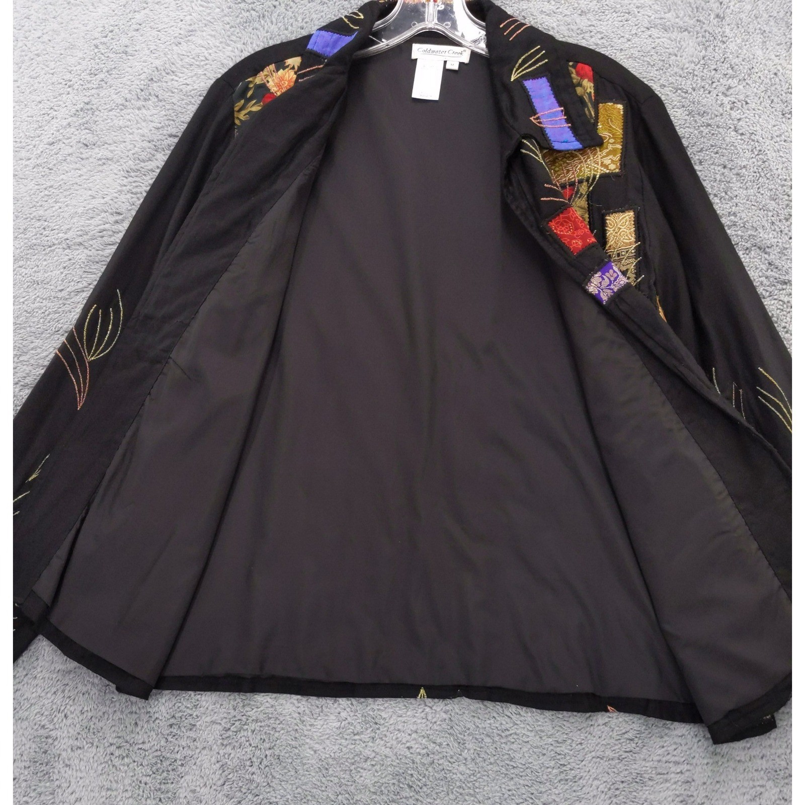 Coldwater Creek Black Rayon Patchwork Embroidered… - image 6