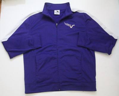 Large Augusta Athletic Jacket Zipper Front Solid Purple & White Polyester JKT36