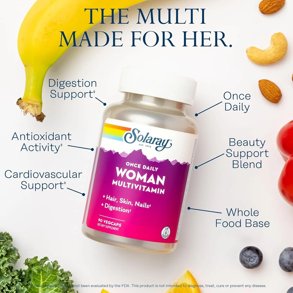 SOLARAY Once Daily Woman Multivitamin with Iron, Cellular Energy, Digestion,...  - Image 3 of 4