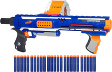 NERF Rampage N-Strike Elite Toy Blaster with 25 Dart Drum Slam Fire for Kids, Te