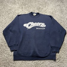 Vintage 1990s Cheers Boston TV Show Promo Medium Navy Blue Spellout Sweatshirt