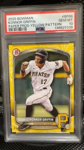 2025 Bowman Konnor Griffin Paper Pros - Yellow Pattern /75 RC BP86 PSA 10 Pop 1