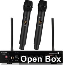Wireless Microphone System, UHF Dual Cordless Handheld Microphones Set
