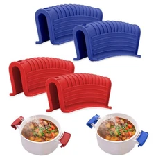 2 Pairs Silicone Pot Handle Holders,Hot Skillet Handle Covers,Anti-Slip Silic...