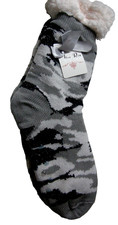 Women's Slipper Socks By Alexa Rose, Sock Sz 9-11, Shoe Sz 5-9, Non-Slip, Camo
