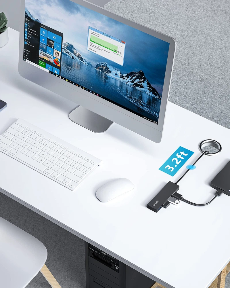 USB Hub 4 Port USB 3.1 Hub Type A Ultra Slim Extra Lightweight Portable Data Hub Da...