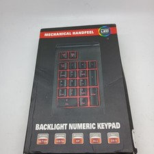 #H) Number Pad Mechanical USB Wired Numeric Keypad with RGB LED Backlit 20 Keys