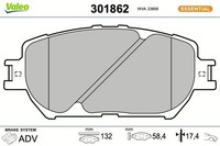 Valeo Bremsbelagsatz Scheibenbremse Essential 301862 FüR Toyota Camry Isis Wish