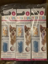 Kitty Caps Nail Caps for Cats - Cat Claw Covers in White with Orange & Clear 3X