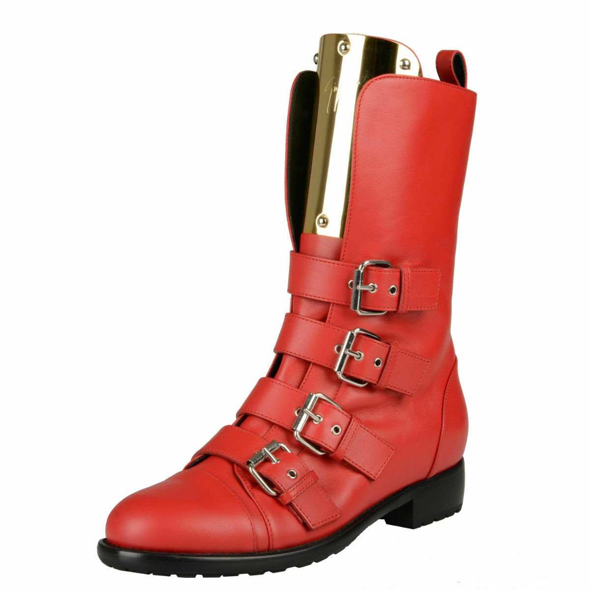 Джузеппе Занотти Дизайн Красные кожаные мотоциклетные ботильоны Обувь Sz 6 65 72790₽