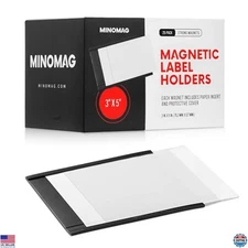 25 Magnetic Label Holders - 3x5 Inch C Channel Design for Steel Shelves & Racks