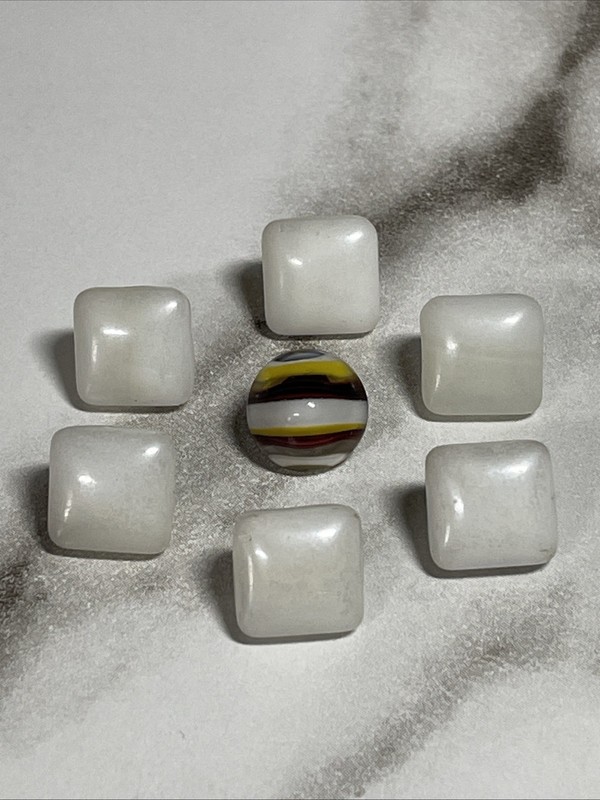 Vintage White Czech Glass Buttons Lot Bcd-4