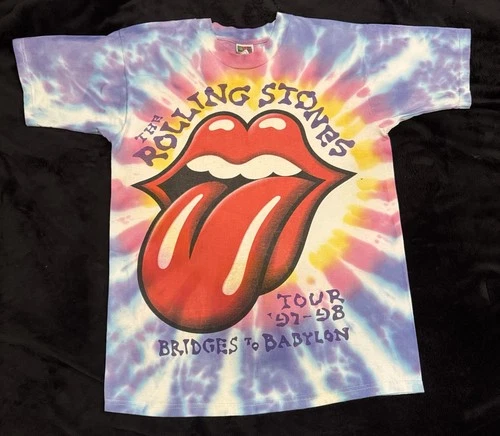 Rolling Stones Bridges To Babylon Tour Tie 1990s vintage concert t-shirt, vintage, size XL, single stitch, B+ condition