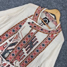 Biya Johnny Was Embroidered Open Front Cardigan Sweater Belted Cream Size Small