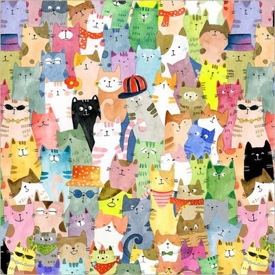 Feline Drive Fabric 108'' Wide Backing CATS AROUND TOWN - Sold by the HALF YARD