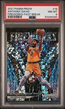 2021 Panini Prizm Fireworks 16 Anthony Davis Fast Break - PSA 8