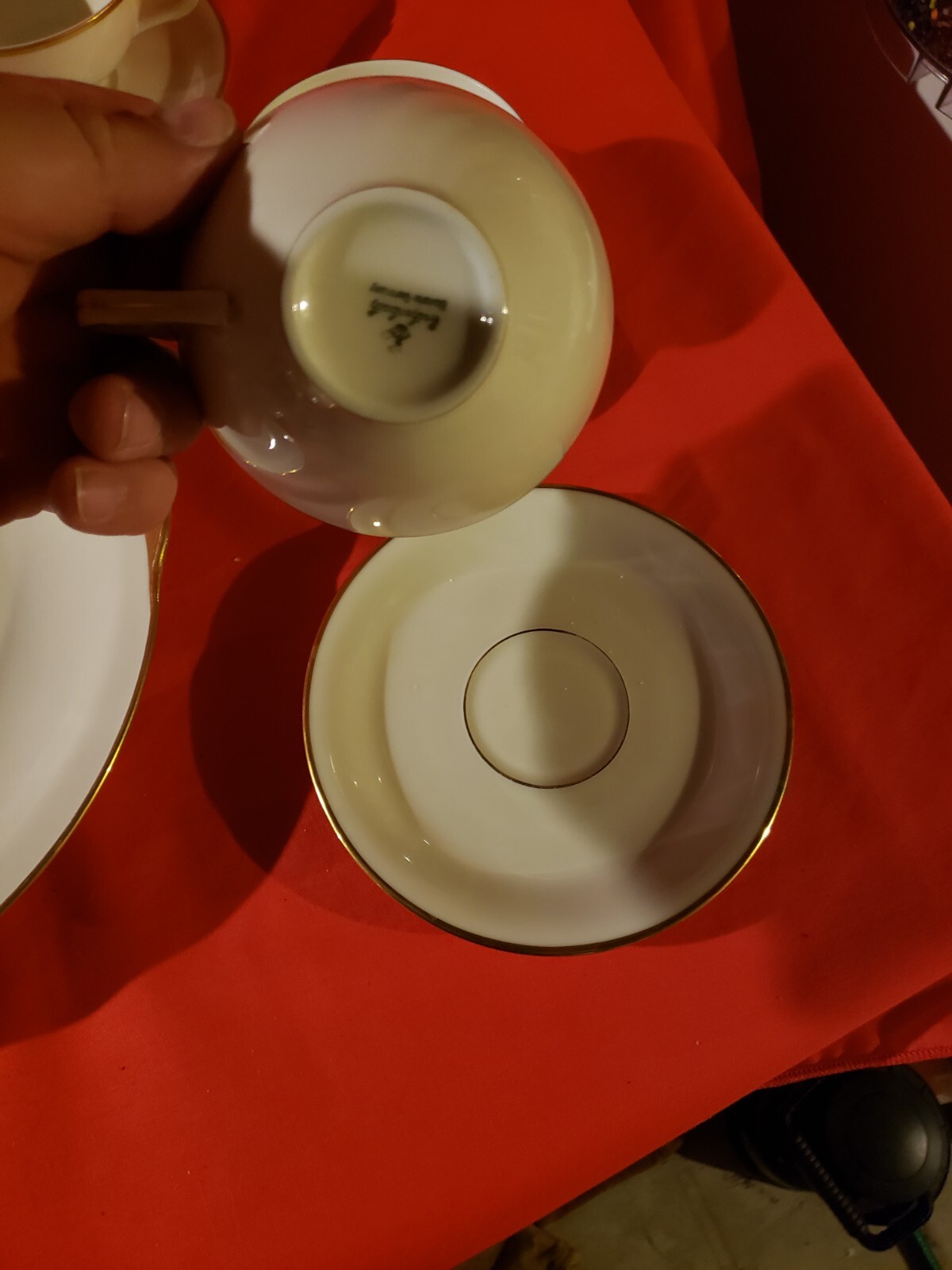 Eschenbach Bavaria Dish China Set. White w/ Gold Trim. Set of six for