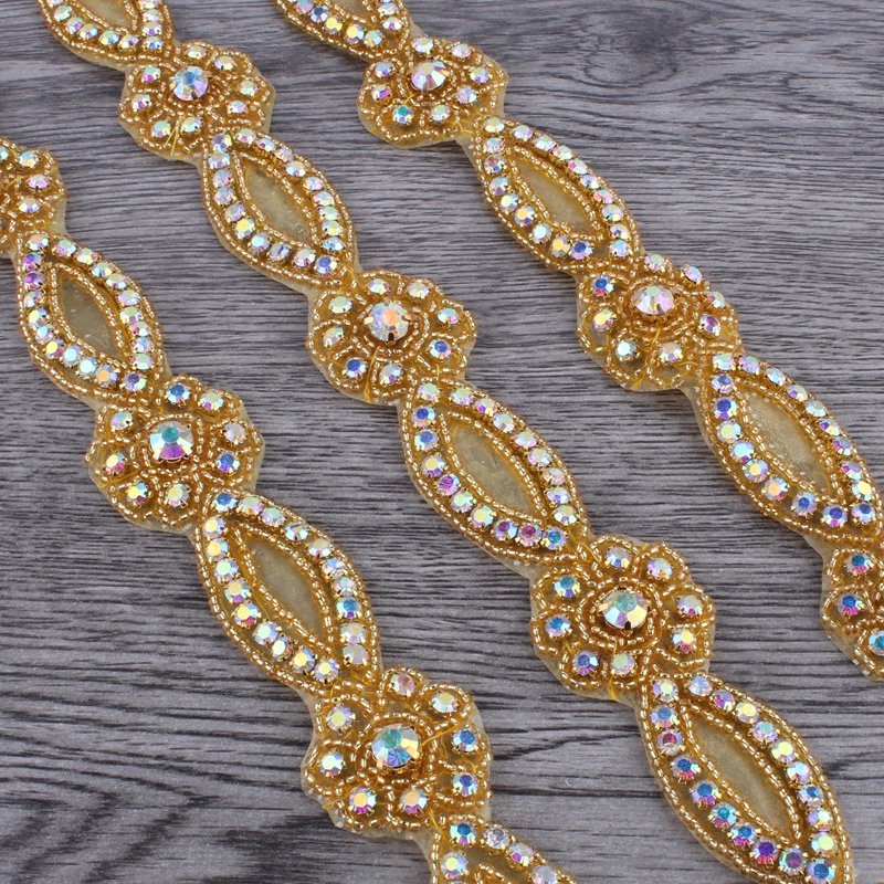 Fantasia de noiva 1 ano aparar miçangas bling costurar na base apliques de cristal strass - Imagem 3 de 4