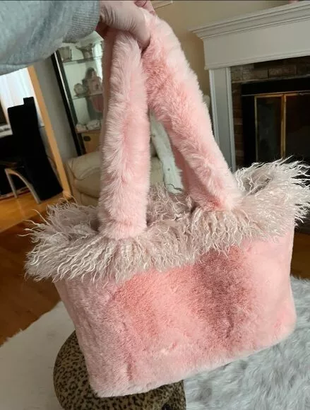 Pink Fur Tote Bag