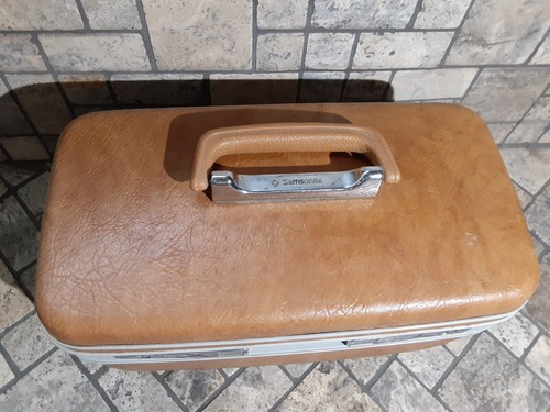 Vintage Samsonite Profile Camel Tan Brown Train Case Small Travel Carry Luggage - Picture 2 of 11