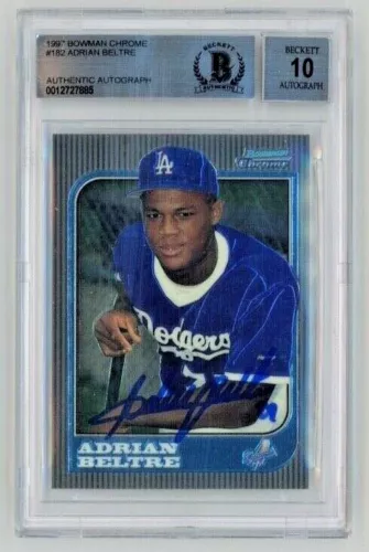 1997 Bowman Chrome #182 Adrian Beltre BGS Auto Autograph BGS RC ROOKIE 10