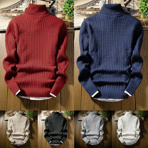 Herren Uni Langarm Rollkragen Strick Pullover Freizeit Pullover Pulli Tops - Bild 1 von 20