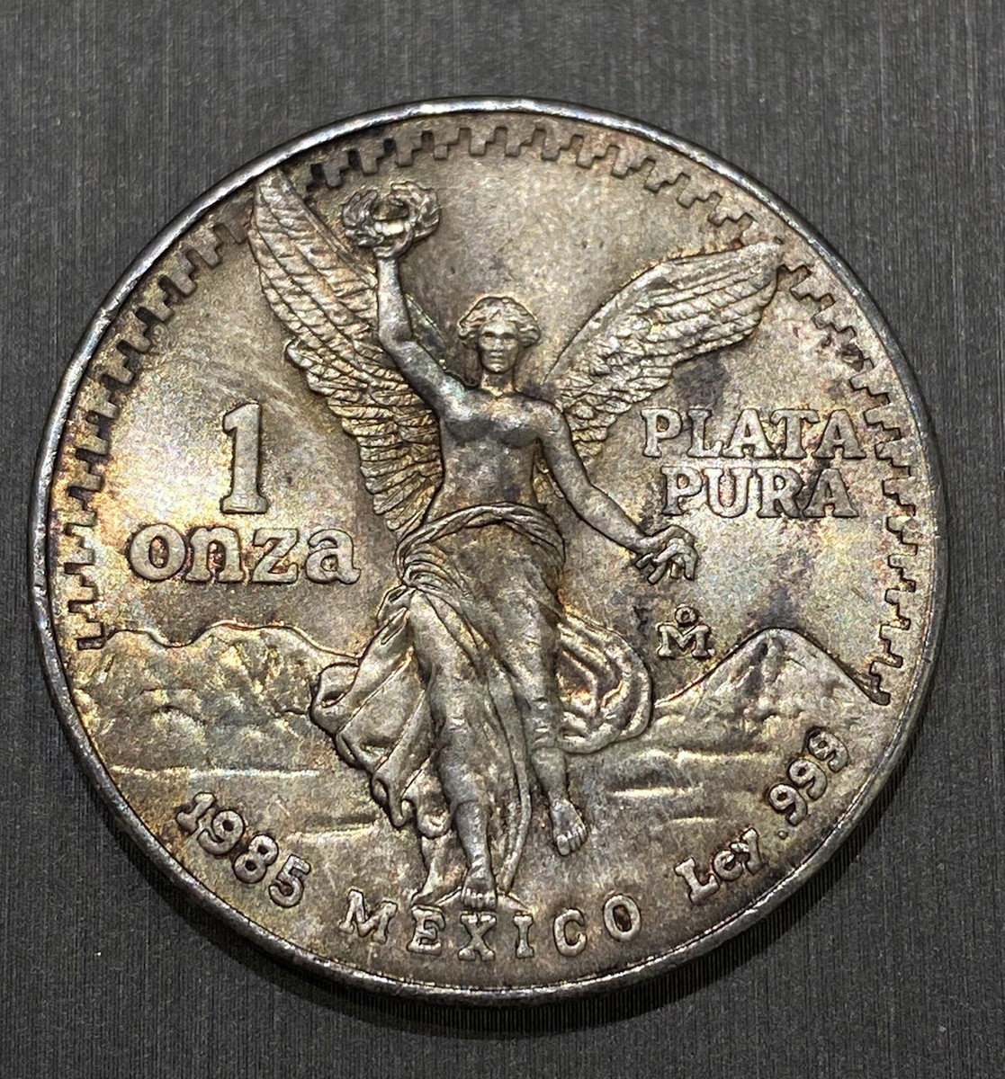 1985 1 Oz Silver Libertad Star Amazing Tone Beautiful Rare Onza