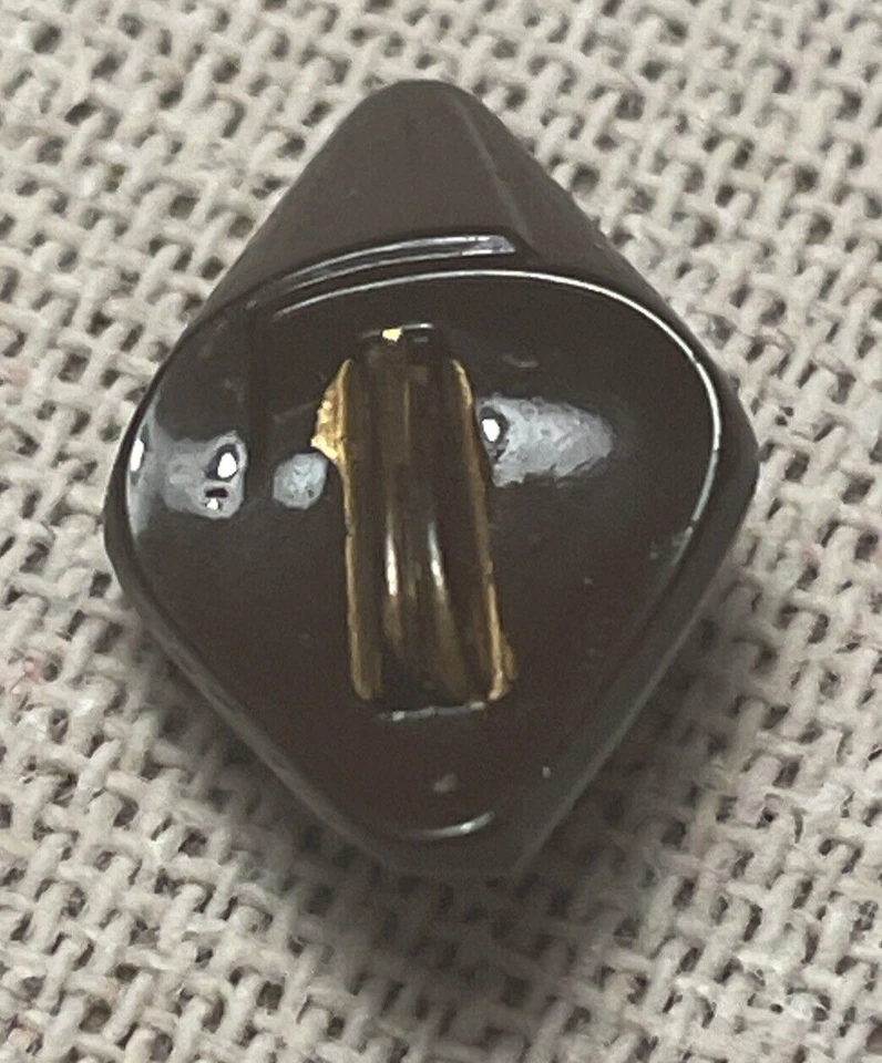1950s Glass Button Chocolate Brown Gold Accent Unique 12 mm Collectible - Image 2 of 4