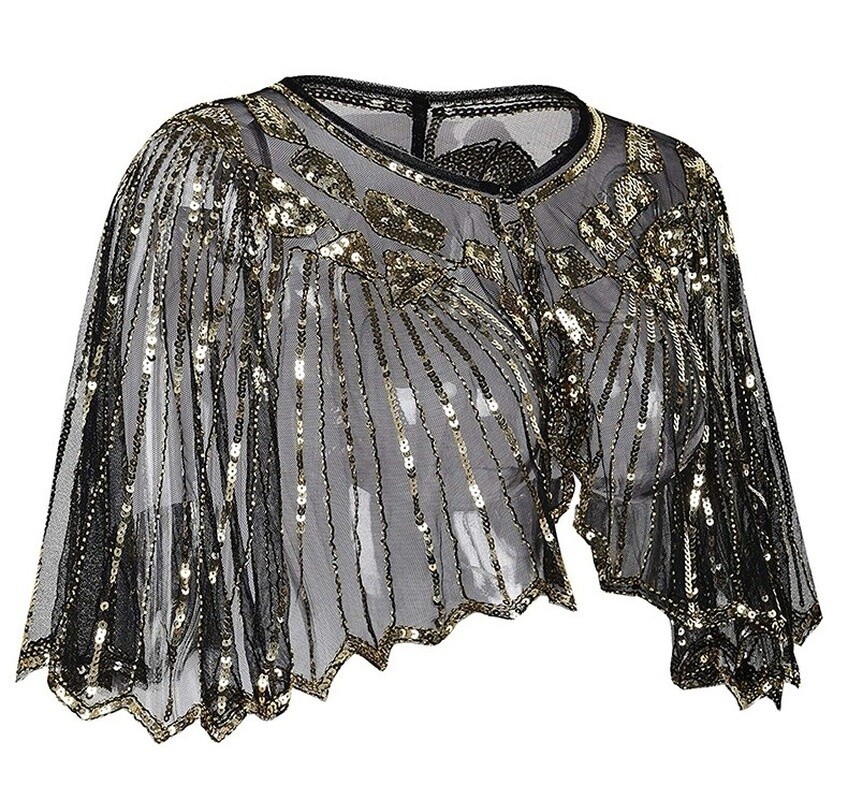 Lady Sequin Cardigan Open Shrug Poncho Bolero Cape Tops Poncho
