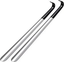 1 or 2 Pcs Heavy Duty Long Handle Shoe Horn for Seniors Men, Women & Kids Metal