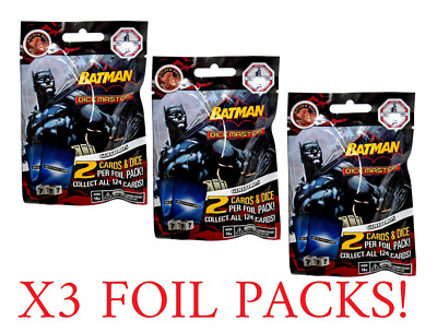 3x DC BATMAN DICE MASTERS: GRAVITY FEED EINZELPACK - 2 KARTEN & WÜRFEL SAMMLERSTÜCK