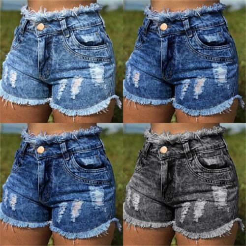 Sexy Denim Shorts Ladies Ripped Edges 