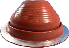 #7 Red Silicone Metal Roof Pipe Flashing, High Temp, round Base, Pipe OD 6" - 11