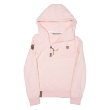 Naketano 1/4 Zip Womens Fleece Jacket Pink Hooded M